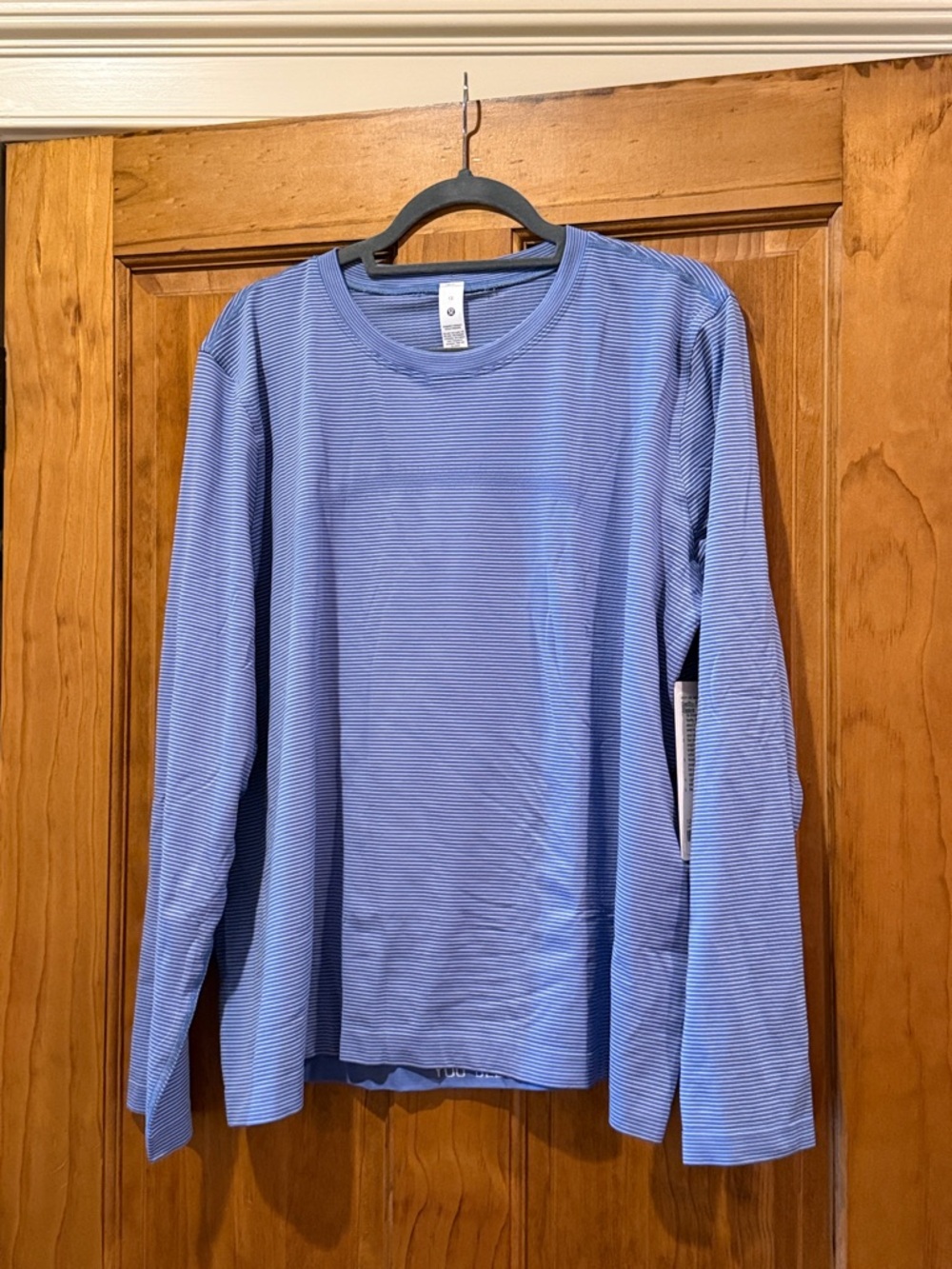 lululemon athletica Women's Long Sleeve Crew - Light Blue Striped